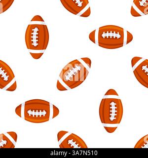 Nahtloses Muster der American Football Balls auf weißem Hintergrund Stock Vektor