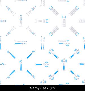 Satelliten- und Antennentürme verbinden die Welt in einem nahtlosen Muster Stock Vektor