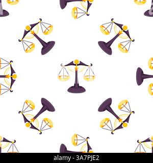 Nahtloses Muster mit libra-Sternzeichen für Balance, Harmonie und Gerechtigkeit Stock Vektor