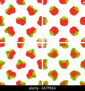 Nahtloses Muster mit saftigen Himbeeren für ein lebhaftes Sommerdesign Stock Vektor