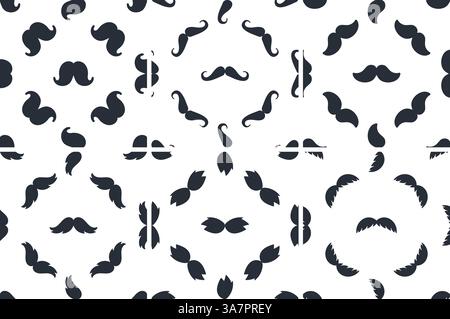 Nahtloses Muster mit Schnurrbart, das sich auf weißem Hintergrund wiederholt Stock Vektor