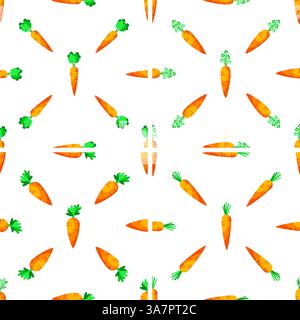 Nahtloses Muster mit ganzen und geschnittenen Karotten, die gesunde Essgewohnheiten zeigen Stock Vektor