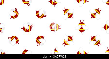 Nahtloses Muster der roten und gelben Bienen auf weißem Hintergrund Stock Vektor