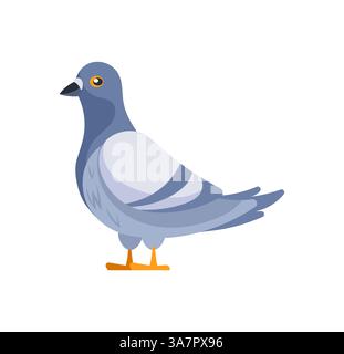 Taube steht und schaut nach rechts, bunte Vektor-Illustration Stock Vektor