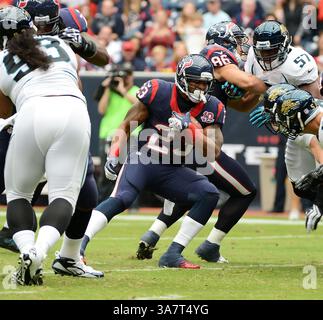 18. November 2012: Houston, TX, USA - Arian Foster (23) von den Houston Texans schneidet in der ersten Spielhälfte des Spiels am Sonntag, den 18. November 2012, in Houston, Texas zurück. (Kreditbild: © George Bridges/MCT/ZUMAPRESS.com) Stockfoto
