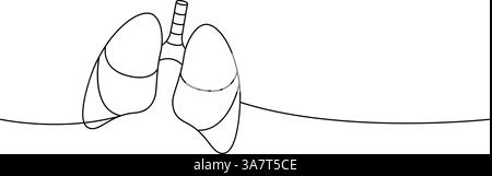 Lungen eine Linie kontinuierliche Zeichnung. Menschliche innere Organe durchgehende einzeilige Illustration. Stock Vektor