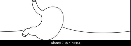 Magen eine Linie kontinuierliche Zeichnung. Menschliche innere Organe durchgehende einzeilige Illustration. Stock Vektor