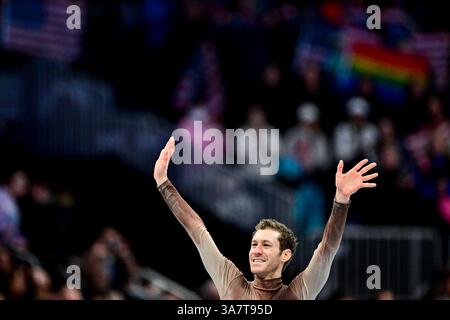 Jason BROWN (USA), während des Men Short Program, bei der ISU World Figure Skating Championships 2025 im TD Garden, am 27. März 2025 in Boston, USA. Quelle: Raniero Corbelletti/AFLO/Alamy Live News Stockfoto