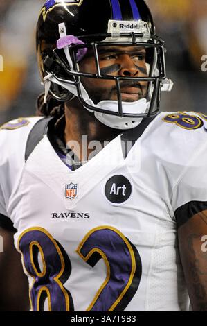 November 2012: Pittsburgh, PENNSYLVANNIA, USA S - 18. November 2012 - Baltimore Ravens Wide Receiver Torrey Smith (82) während des Vorspiels, als die Pittsburgh Steelers gegen die Baltimore Ravens im Heinz Field in Pittsburgh, PA, antreten. (Bild: © Dean M. Beattie/ZUMAPRESS.com) Stockfoto