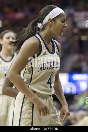 18. November 2012: South Bend, Indiana, Vereinigte Staaten von Amerika - 18. November 2012: Skylar Diggins (4) wird von der NCAA Women's Basketball Action zwischen den Notre Dame Fighting Irish und den Massachusetts Minutewomen im Purcell Pavilion im Joyce Center in South Bend, Indiana, gehypt. Notre Dame besiegte Massachusetts 94–50. (Bild: © John Mersits/Cal Sport Media/ZUMAPRESS.com) Stockfoto