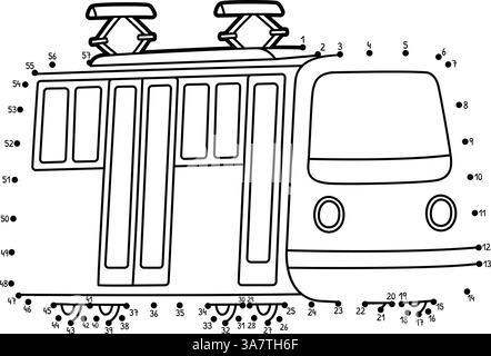 Punkt-zu-Punkt-Tram-Fahrzeug isolierte Farbseite Stock Vektor