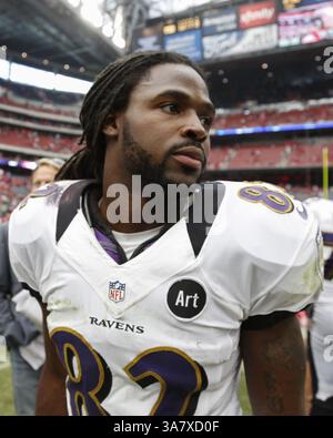 21. Oktober 2012: Houston, Texas, Vereinigte Staaten von Amerika - Baltimore Ravens Wide Receiver TORREY SMITH (82) nach dem NFL-Spiel zwischen den Houston Texans und den Baltimore Ravens im Reliant Stadium in Houston, Texas. Die Texaner besiegten die Ravens mit 43:13. (Kreditbild: © Tim Warner/ZUMAPRESS.com) Stockfoto