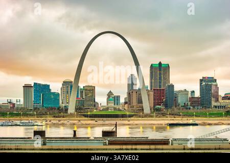 Skyline der Innenstadt von St. Louis, Missouri, USA. Stockfoto