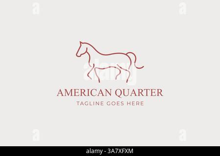 American Quarter Horse Logo Linear Style Abstrakte Illustration Silhouette Stock Vektor
