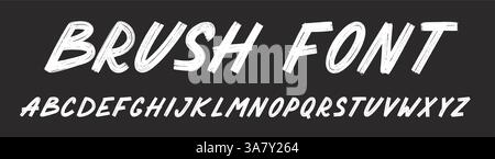 Pinsel Schriftart Buchstabe Buchstabe Alphabet. Handgezeichnete Typografie Kreide Pinsel Alphabet. Handgeschriebener Text mit Kreideschrift und Textur. Vektorabbildung. Stock Vektor