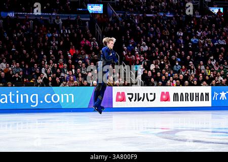Ilia MALININ (USA), während des Men Short Program, bei der ISU World Figure Skating Championships 2025, am 27. März 2025 in Boston, USA. Quelle: Raniero Corbelletti/AFLO/Alamy Live News Stockfoto