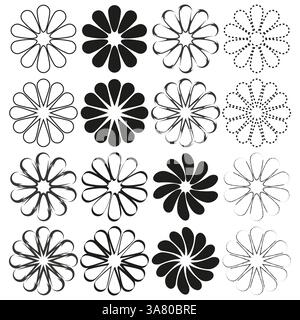 Blumensymbol. Blütenblütensymbol. Lebendige Designillustration. Vektor-Blumenzeichen. Stock Vektor