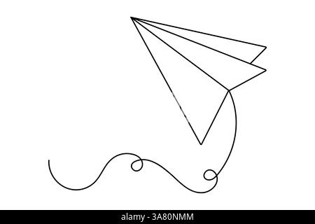 Papierebene durchgehende einzeilige Kunst und isoliertes Konturvektordesign Stock Vektor