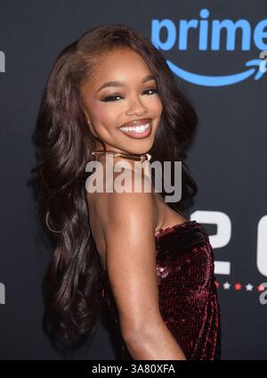 Hollywood, USA. März 2025. Marsai Martin kam am 27. März 2025 in Hollywood, CA. © Janet Gough/AFF-USA in den Amazon MGM Studios „G20“ Los Angeles Premiere im TCL Chinese Theatre an. COM Credit: AFF/Alamy Live News Stockfoto
