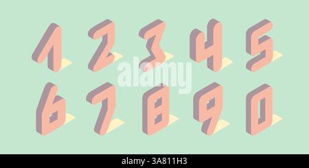 Zahlen setzen modernen Stil. Symbole. Designelemente. 3D-Vektor-Illustration für Cover, Karte, Postkarte, Banner, Poster, Broschüre oder Präsentation. Stock Vektor