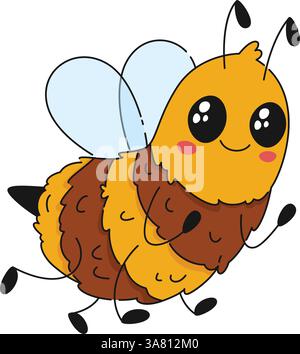 Niedliche lustige Karikaturbiene. Insekten. Vektorillustration für Kinder in flachem Stil für Kinder Design. Stock Vektor