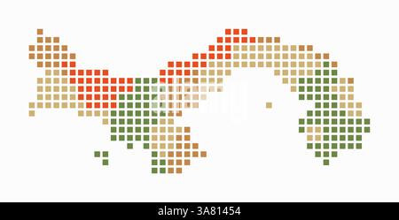 Panama gepunktete Karte. Digitale Landkarte des Landes auf weißem Hintergrund. Panamaform mit quadratischen Punkten. Farbige Punkte. Große Quadrate. Stock Vektor