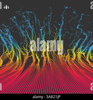 Wave Hintergrund. Welligkeit Grid. Abstract Vector Illustration. 3D-Technologie. Abbildung mit Punkten. Network Design mit Partikelfilter. Stock Vektor