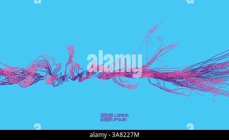 Spritzwasser Nachahmung. Array mit dynamischen Emittierten Teilchen. Zusammenfassung Hintergrund. Vector Illustration. Stock Vektor