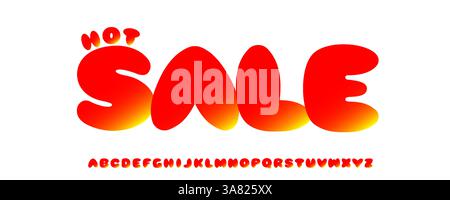 Auffällige Bubble-Schriftart, Impact Sale-Typografie, grobes Alphabet für Heatwave-Headline, Einzelhandelswerbung, Kinderwerbung, energiegeladene Vibes. Aufmerksamkeit erregen Stock Vektor