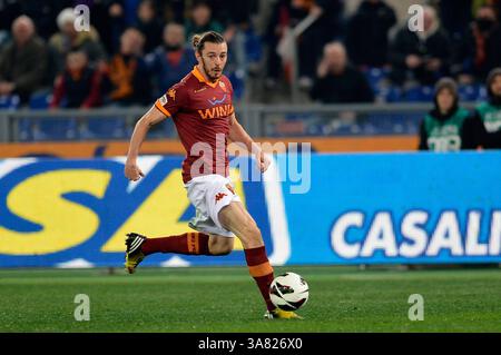 3. März 2013 – Rom, Italien – Rom, Italien – Balzaretti Federico während des Rennens AS Roma vs. FC Genua der Fußball-Meisterschaft Serie A TIM spielte im Olimpico in Rom. (Kreditbild: © Gilberto Carbonari/ZUMAPRESS.com) Stockfoto