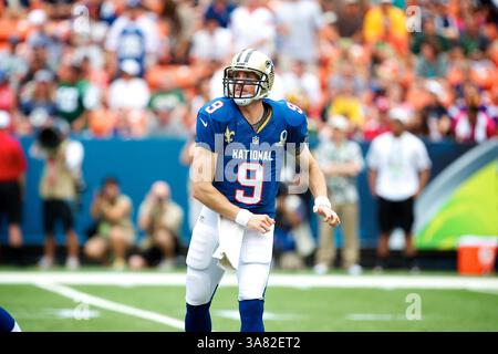 30. Jan. 2013 - Honolulu, HI, USA - 27. Januar 2013: New Orleans Saints Quarterback Drew Brees #9 beim Pro Bowl im Aloha Stadium in Honolulu, HI(Bild: © Glenn Yoza/Cal Sport Media/ZUMAPRESS.com) Stockfoto
