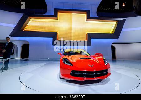 Februar 2013 – Chicago, Illinois, USA – die Chevrolet Corvette Stingray 2014 auf der Chicago Auto Show 2013 im McCormick Place Convention Center. (Bild: © Robin Alam/ZUMAPRESS.com) Stockfoto
