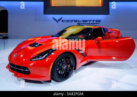 Februar 2013 – Chicago, Illinois, USA – die Chevrolet Corvette Stingray 2014 auf der Chicago Auto Show 2013 im McCormick Place Convention Center. (Bild: © Robin Alam/ZUMAPRESS.com) Stockfoto