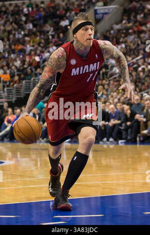 13. März 2013: Miami Heat Power Stürmer Chris Andersen (11) fährt mit dem Ball im NBA-Spiel zwischen den Miami Heat und den Philadelphia 76ers im Wells Fargo Center in Philadelphia, Pennsylvania, in den Korb. The Miami Heat Beat the Philadelphia 76ers, 98-94.(Bild: © Chris Szagola/Cal Sport Media/ZUMAPRESS.com) Stockfoto