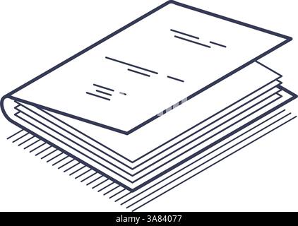 Isometrisches Liniensymbol eines Notizblocks mit schlankem Design mit Konturen und dezenten Details. Ideal für Infografiken und moderne digitale Plattformen Stock Vektor