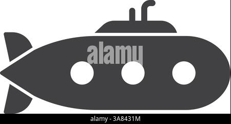 U-Boot-Ikone im flachen Stil. Bathyscaphe-Vektorillustration auf isoliertem Hintergrund. Verkehrsschild Geschäftskonzept. Stock Vektor