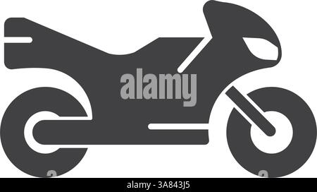 Motorrad-Ikone im flachen Stil. Motorrad-Vektor-Illustration auf isoliertem Hintergrund. Verkehrsschild Geschäftskonzept. Stock Vektor