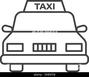 Taxisymbol in flacher Linienführung. Taxicab-Vektorillustration auf isoliertem Hintergrund. Verkehrsschild Geschäftskonzept. Stock Vektor