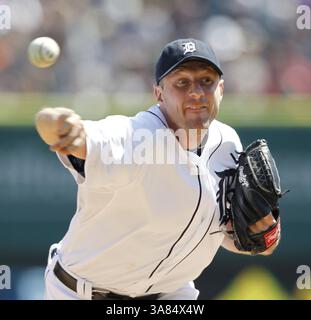 15. Mai 2013 - Detroit, MI, USA - die Detroit Tigers' Max Scherzer spielen am Mittwoch, den 15. Mai 2013, im siebten Inning gegen die Houston Astros im Comerica Park in Detroit, Michigan. Houston gewann mit 7:5. (Bild: © Julian H. Gonzalez/MCT/ZUMAPRESS.com) Stockfoto