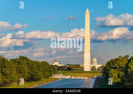 Blick auf das Washington Monument in Washington, D.C., Vereinigte Staaten von Amerika Stockfoto