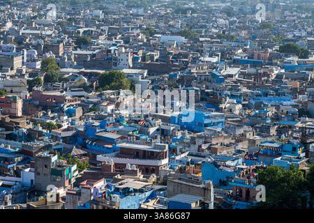 Blick auf Blue City, Jodhpur, Rajasthan, Indien Stockfoto