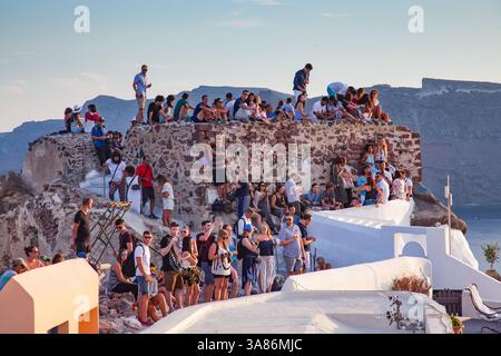 Touristen, Insel Santorin, Kykladen, griechische Inseln, Greeece Stockfoto