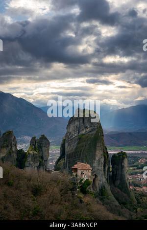 Meteora, altes heiliges Kloster von Rousanos Saint Barbara, UNESCO, Kalabaka, Griechenland Stockfoto