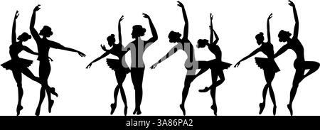 Vektorpersonen. Ballettpaar. Symbol der Balletttänzer. Silhouettenset für tanzende Paare. Das Ballettpaar tanzt wunderbar Ballett. Vektordarstellung iso Stock Vektor