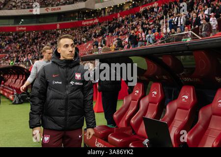 Dominik Marczuk aus Polen war während der Europameisterschaft 2026 für das Spiel der FIFA-Weltmeisterschaft zwischen Polen und Malta im PGE-Narodowy-Stadion zu sehen. Stockfoto