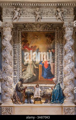 Altar der Geburt (Krippe), Kathedrale von Lecce (Kathedrale von Maria Santissima Assunta und Sant'Oronzo), Lecce, Salento, Apulien, Italien Stockfoto