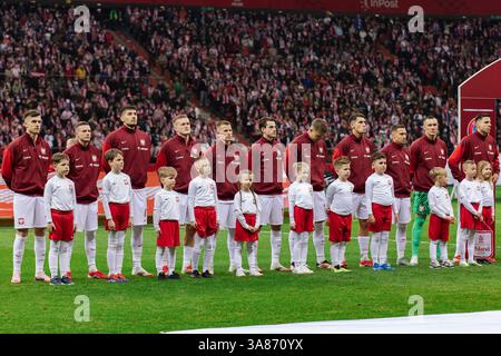 Das polnische Team wird während der Europameisterschaft für das Spiel der FIFA-Weltmeisterschaft 2026 zwischen Polen und Malta im PGE Narodowy-Stadion ausgetragen. Stockfoto