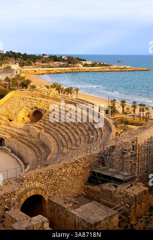 Römisches Amphitheater, UNESCO, Tarragona, Katalonien, Spanien Stockfoto