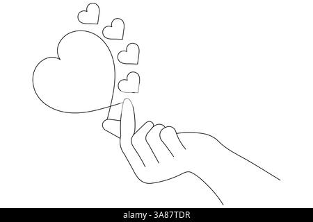 Love Shape Continuous One Line Art Zeichnung der harten Form Umrisslinie Vektor Illustration Stock Vektor