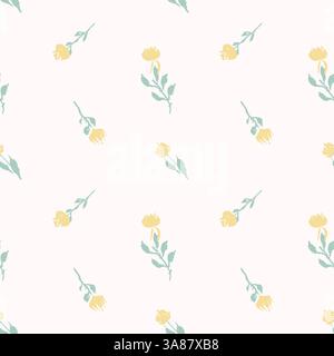 Nahtloses Muster mit handgezeichneten Pastellblüten Stock Vektor
